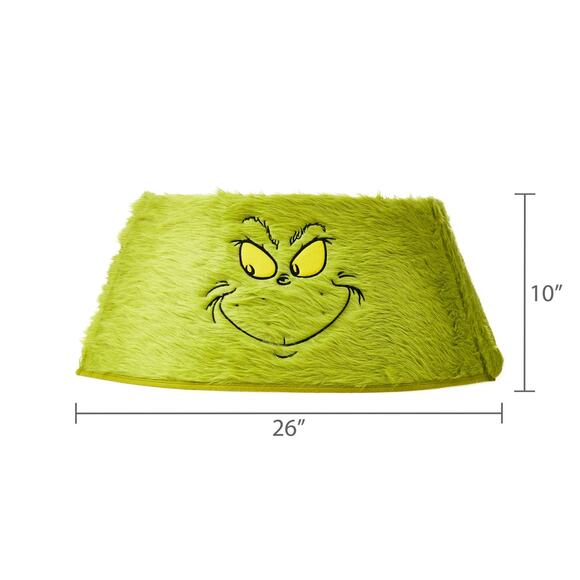 Dr. Seuss The Grinch Green Fuzzy Christmas Tree Skirt Collar Holiday Novelty Dec - Picture 5 of 5